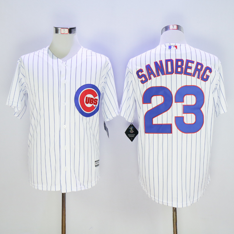 Men Chicago Cubs 23 Sandberg WhiteThrowback Game MLB Jerseys